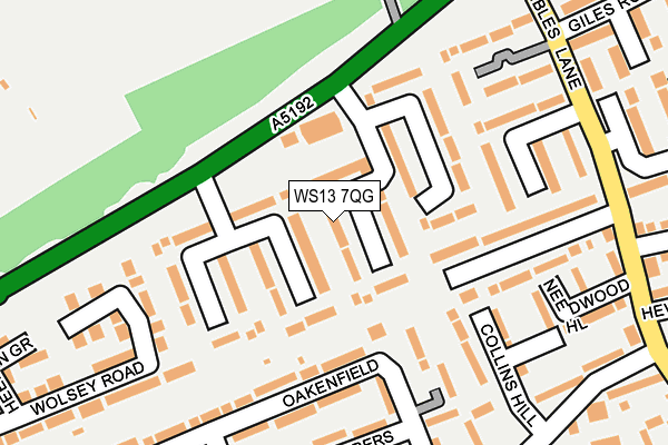 WS13 7QG map - OS OpenMap – Local (Ordnance Survey)
