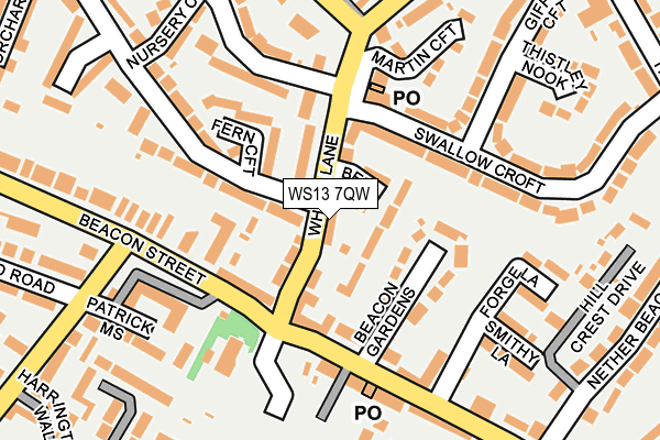 WS13 7QW map - OS OpenMap – Local (Ordnance Survey)