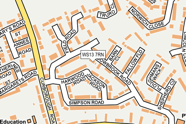 WS13 7RN map - OS OpenMap – Local (Ordnance Survey)