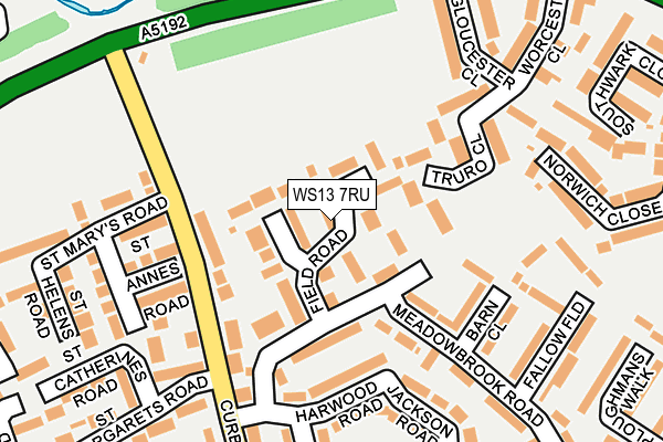 WS13 7RU map - OS OpenMap – Local (Ordnance Survey)