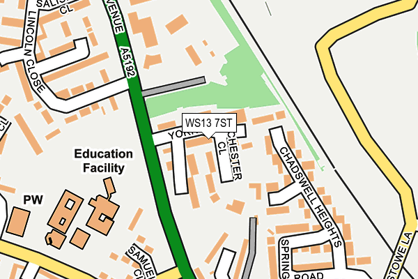 WS13 7ST map - OS OpenMap – Local (Ordnance Survey)