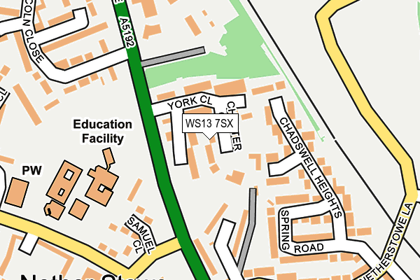 WS13 7SX map - OS OpenMap – Local (Ordnance Survey)