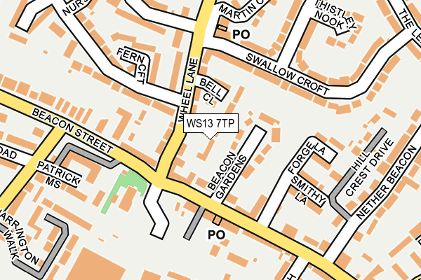 WS13 7TP map - OS OpenMap – Local (Ordnance Survey)