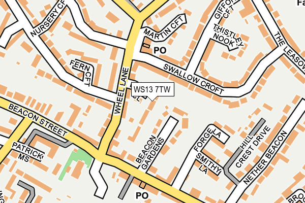 WS13 7TW map - OS OpenMap – Local (Ordnance Survey)