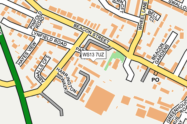 WS13 7UZ map - OS OpenMap – Local (Ordnance Survey)