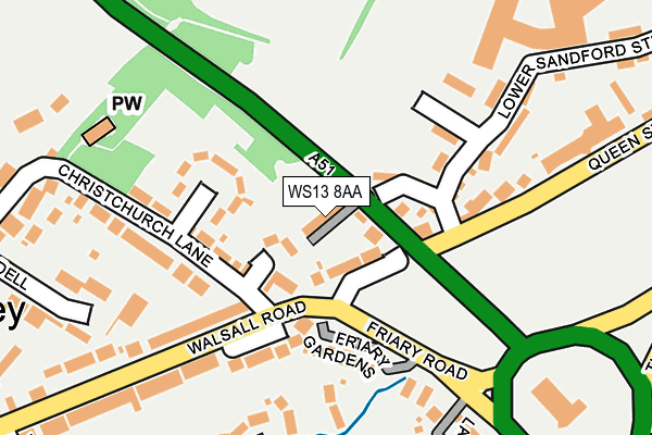WS13 8AA map - OS OpenMap – Local (Ordnance Survey)