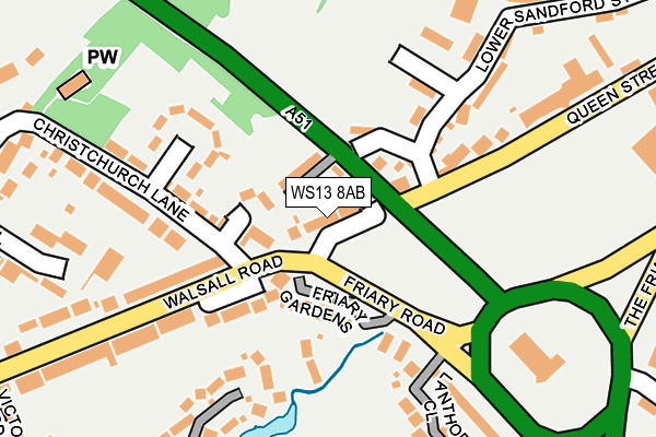 WS13 8AB map - OS OpenMap – Local (Ordnance Survey)