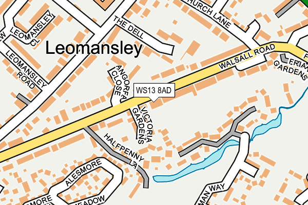 WS13 8AD map - OS OpenMap – Local (Ordnance Survey)