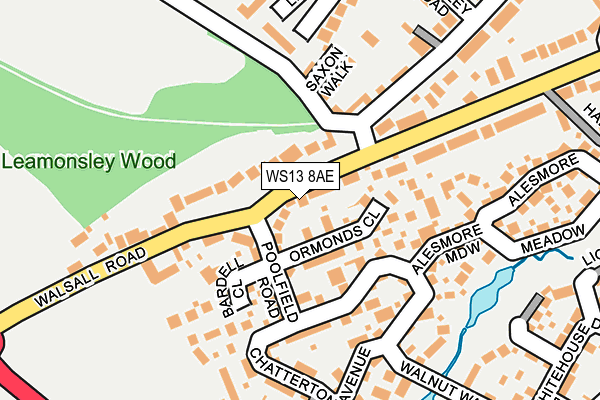 WS13 8AE map - OS OpenMap – Local (Ordnance Survey)