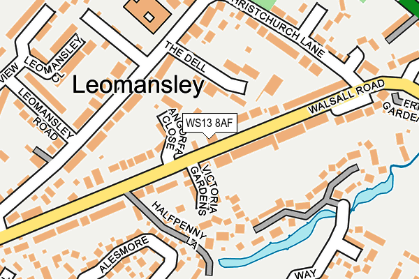 WS13 8AF map - OS OpenMap – Local (Ordnance Survey)