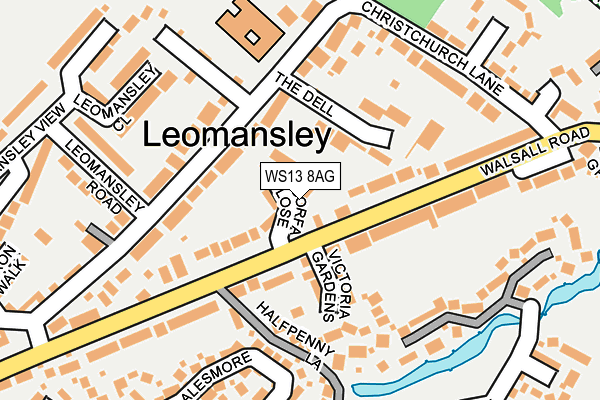 WS13 8AG map - OS OpenMap – Local (Ordnance Survey)