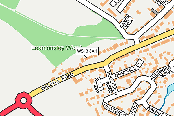 WS13 8AH map - OS OpenMap – Local (Ordnance Survey)