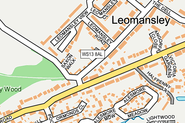 WS13 8AL map - OS OpenMap – Local (Ordnance Survey)