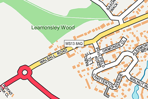 WS13 8AQ map - OS OpenMap – Local (Ordnance Survey)