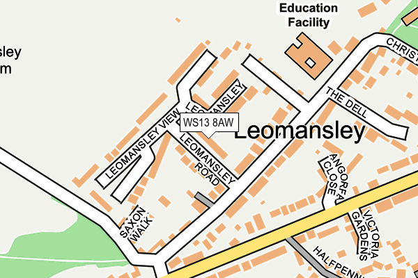 WS13 8AW map - OS OpenMap – Local (Ordnance Survey)