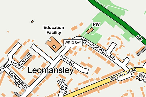WS13 8AY map - OS OpenMap – Local (Ordnance Survey)