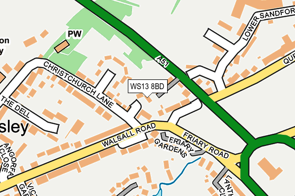 WS13 8BD map - OS OpenMap – Local (Ordnance Survey)