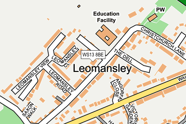 WS13 8BE map - OS OpenMap – Local (Ordnance Survey)