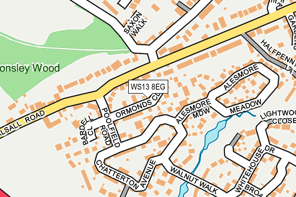 WS13 8EG map - OS OpenMap – Local (Ordnance Survey)