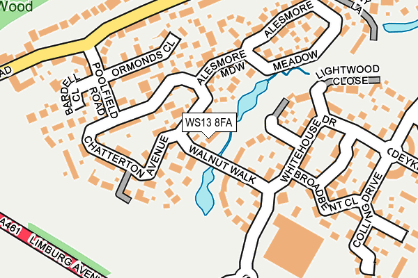 WS13 8FA map - OS OpenMap – Local (Ordnance Survey)