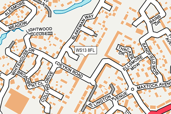 WS13 8FL map - OS OpenMap – Local (Ordnance Survey)