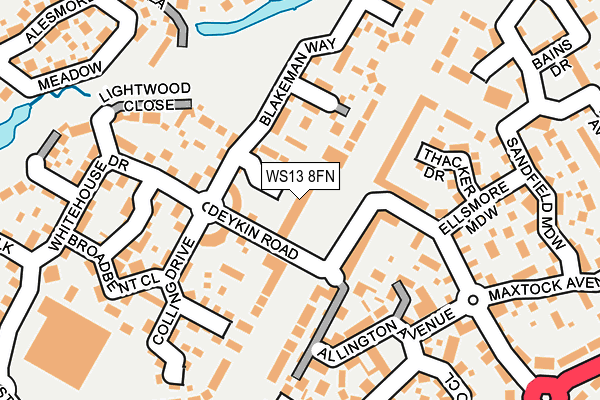 WS13 8FN map - OS OpenMap – Local (Ordnance Survey)