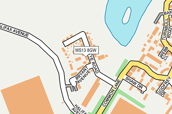 WS13 8GW map - OS OpenMap – Local (Ordnance Survey)