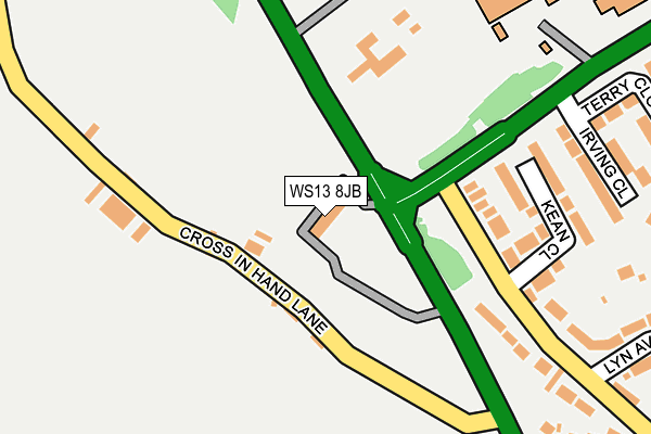 WS13 8JB map - OS OpenMap – Local (Ordnance Survey)