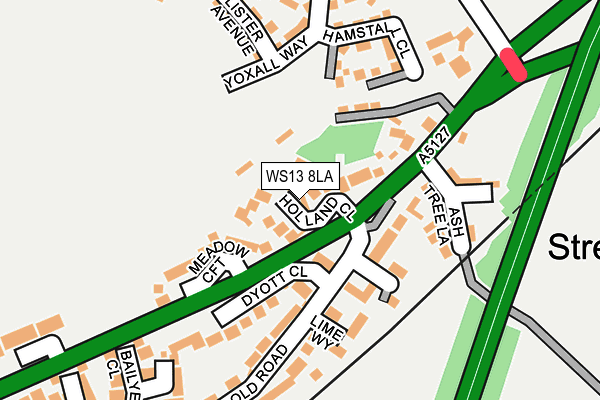 WS13 8LA map - OS OpenMap – Local (Ordnance Survey)