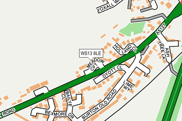 WS13 8LE map - OS OpenMap – Local (Ordnance Survey)