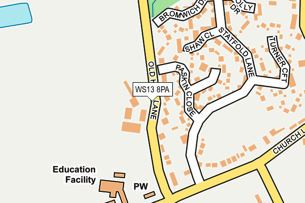 WS13 8PA map - OS OpenMap – Local (Ordnance Survey)