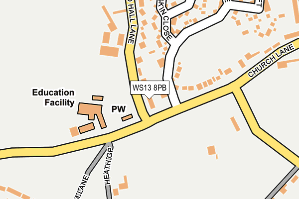 WS13 8PB map - OS OpenMap – Local (Ordnance Survey)