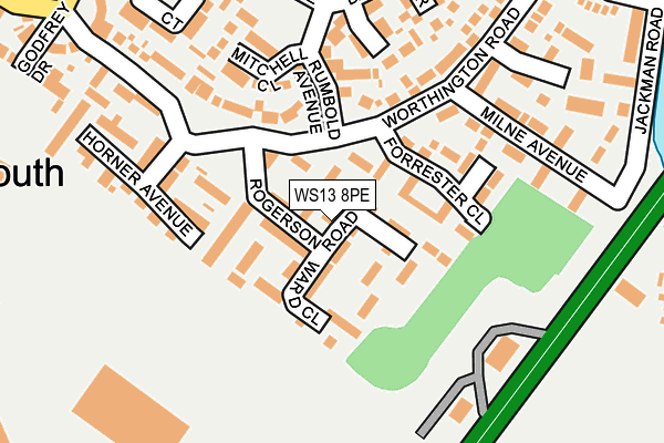 WS13 8PE map - OS OpenMap – Local (Ordnance Survey)