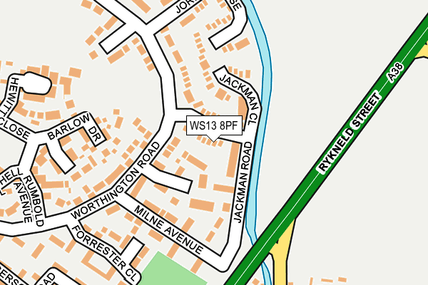 WS13 8PF map - OS OpenMap – Local (Ordnance Survey)