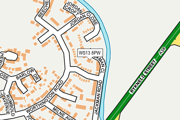 WS13 8PW map - OS OpenMap – Local (Ordnance Survey)