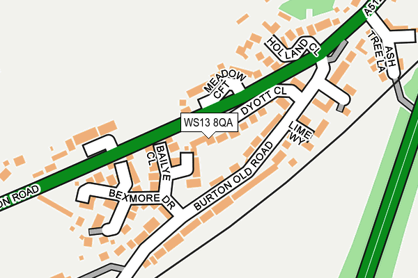 WS13 8QA map - OS OpenMap – Local (Ordnance Survey)