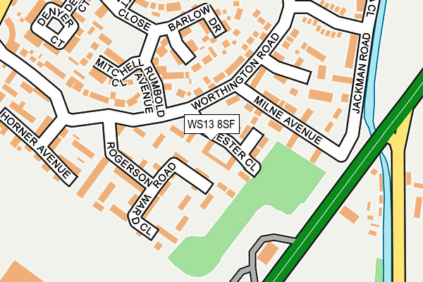 WS13 8SF map - OS OpenMap – Local (Ordnance Survey)