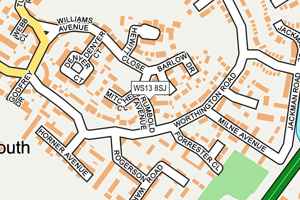 WS13 8SJ map - OS OpenMap – Local (Ordnance Survey)