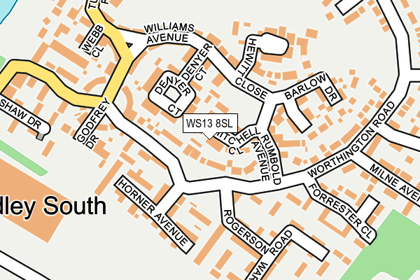 WS13 8SL map - OS OpenMap – Local (Ordnance Survey)