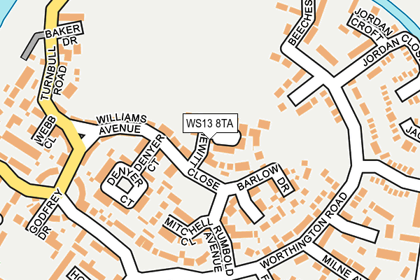 WS13 8TA map - OS OpenMap – Local (Ordnance Survey)