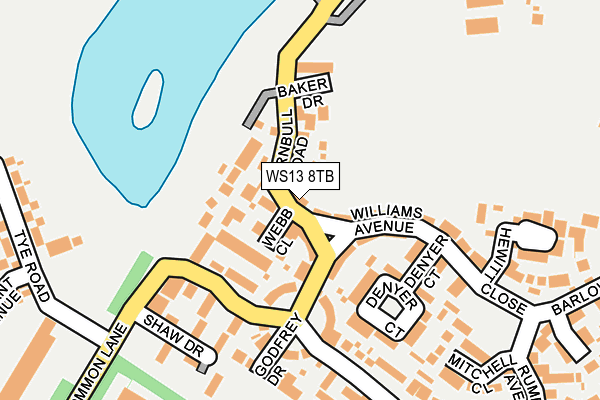 WS13 8TB map - OS OpenMap – Local (Ordnance Survey)