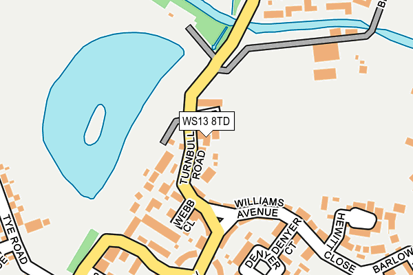 WS13 8TD map - OS OpenMap – Local (Ordnance Survey)