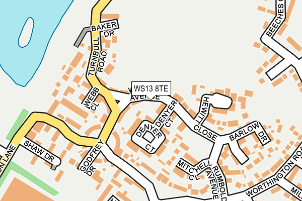 WS13 8TE map - OS OpenMap – Local (Ordnance Survey)