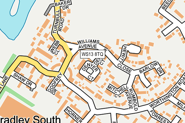 WS13 8TQ map - OS OpenMap – Local (Ordnance Survey)