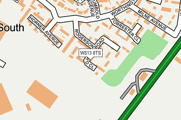 WS13 8TS map - OS OpenMap – Local (Ordnance Survey)