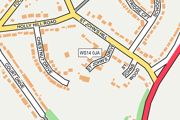 WS14 0JA map - OS OpenMap – Local (Ordnance Survey)