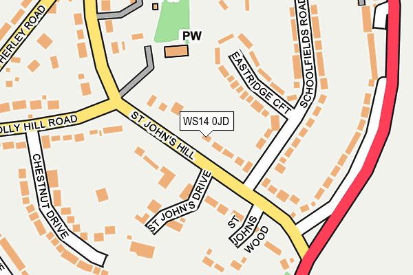 WS14 0JD map - OS OpenMap – Local (Ordnance Survey)