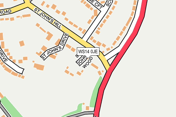 WS14 0JE map - OS OpenMap – Local (Ordnance Survey)