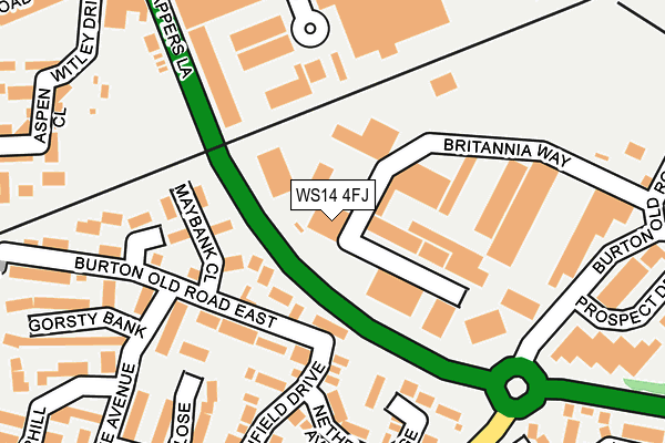 WS14 4FJ map - OS OpenMap – Local (Ordnance Survey)