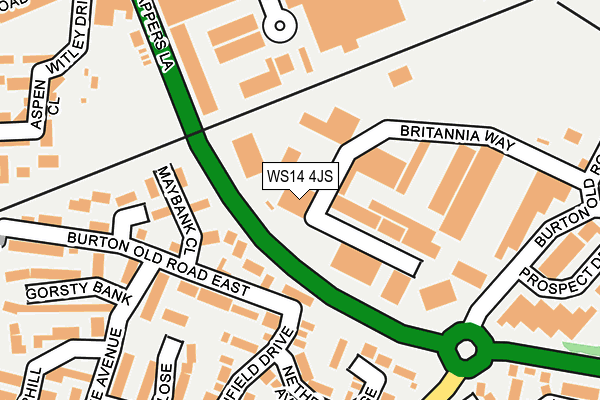WS14 4JS map - OS OpenMap – Local (Ordnance Survey)